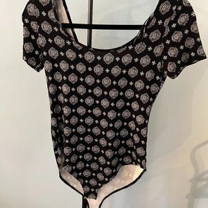NWT Black Patterned Body Suit